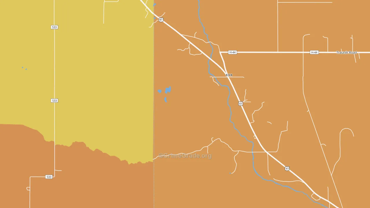 Kiva, MI Map of Burglary Rates