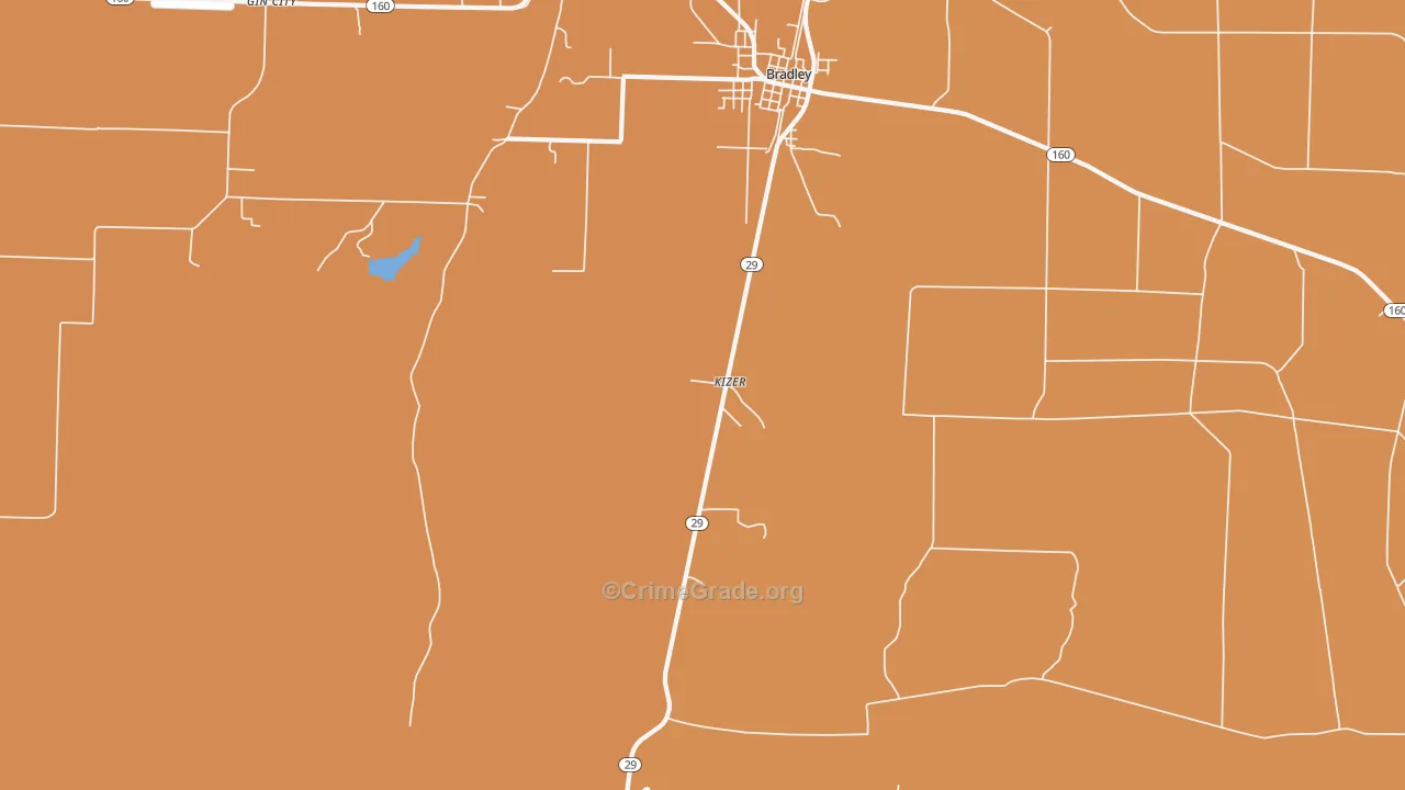 Kizer, AR Map of Burglary Rates
