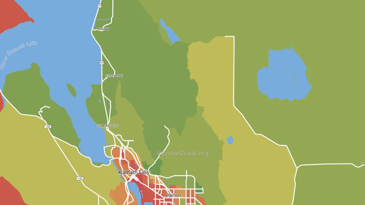 Klamath County, OR Map of Burglary Rates