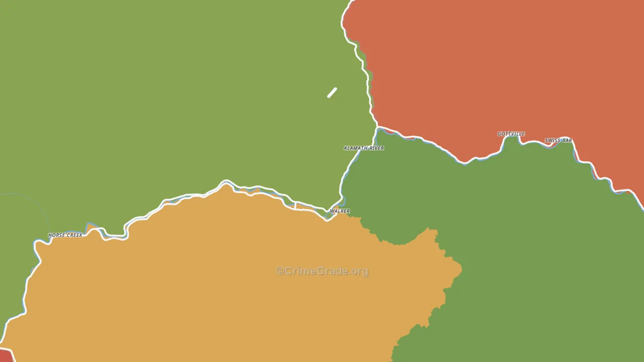 Klamath River, CA Map of Burglary Rates