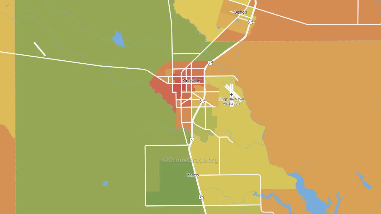 Kleberg County, TX Map of Burglary Rates