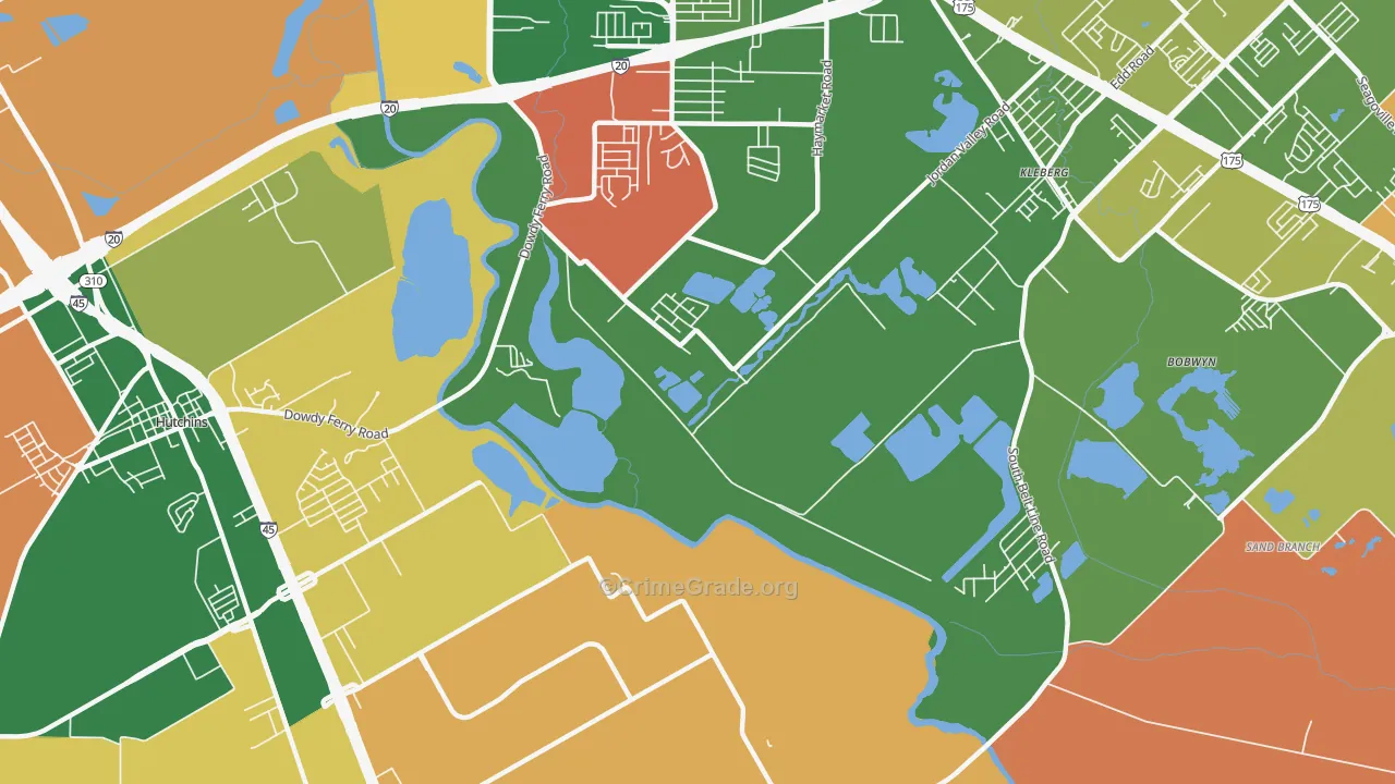 Kleberg, TX Map of Burglary Rates
