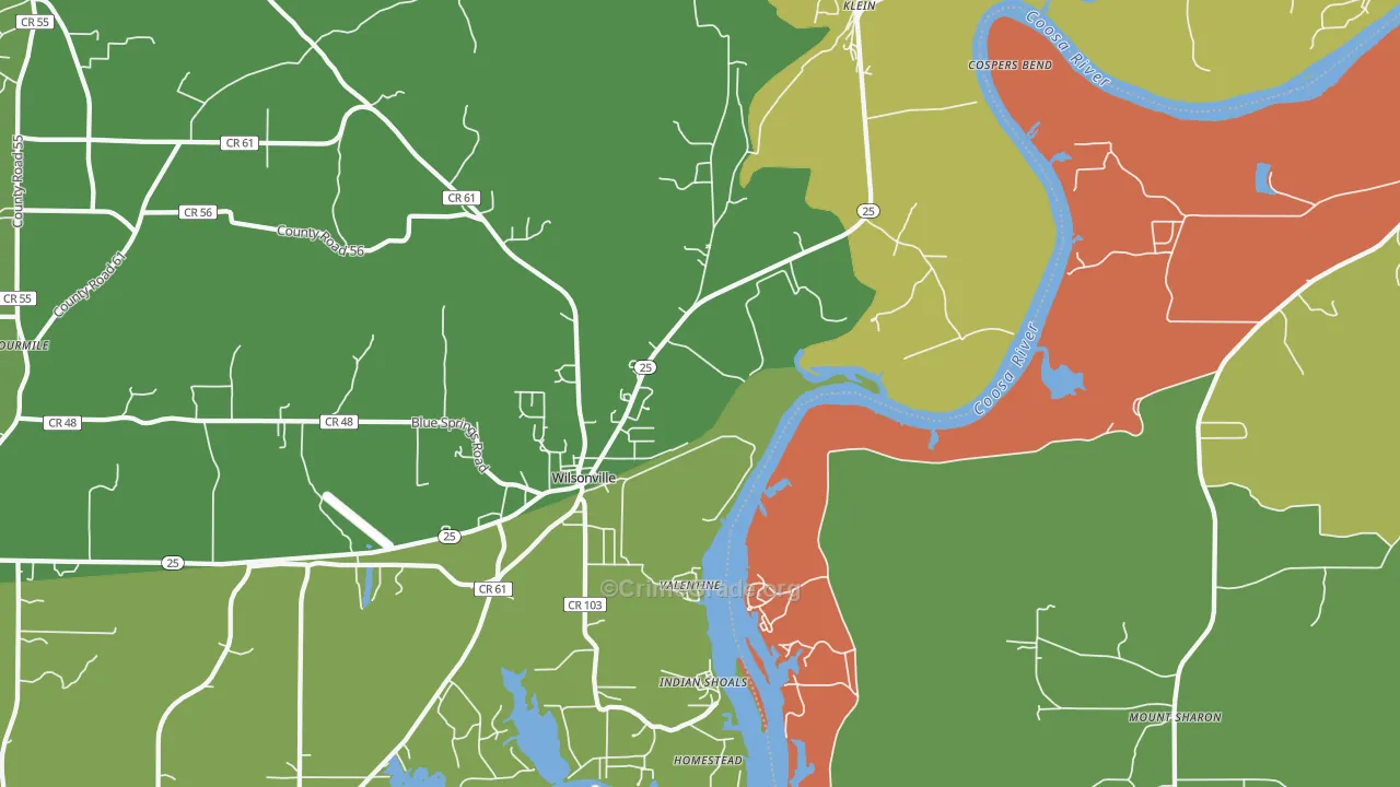 Klein, AL Map of Burglary Rates