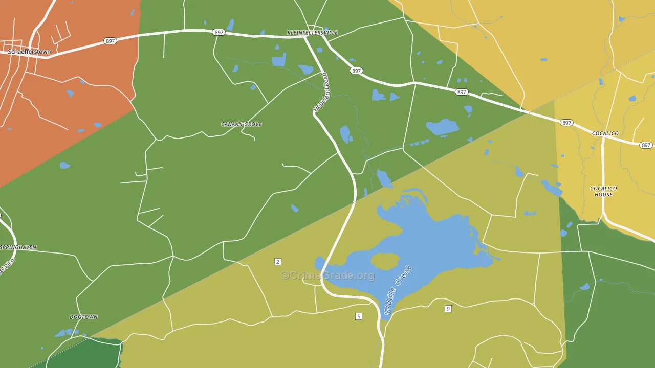 Kleinfeltersville, PA Map of Burglary Rates