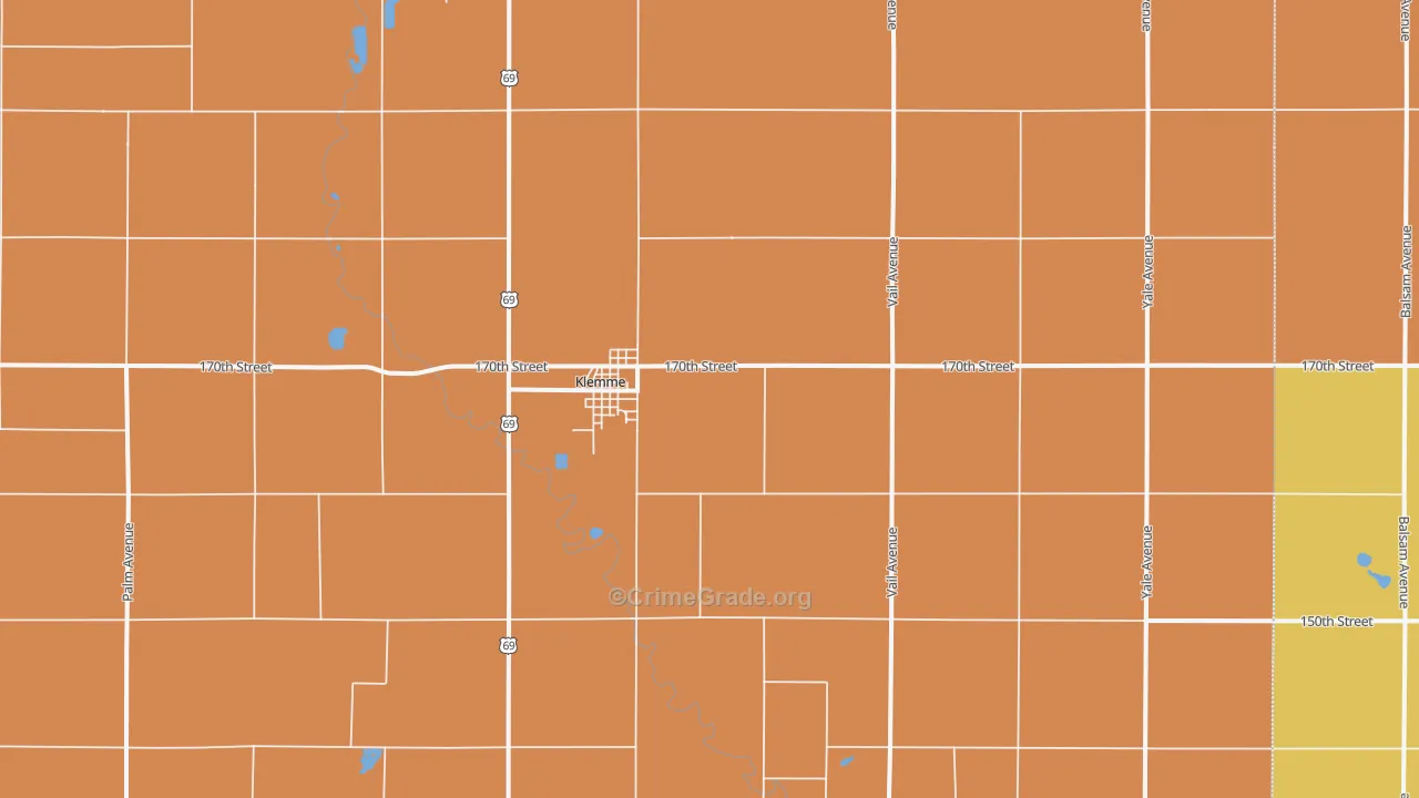 Klemme, IA Map of Burglary Rates