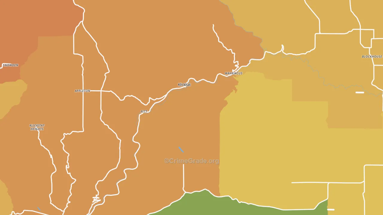 Klickitat County, WA Map of Burglary Rates