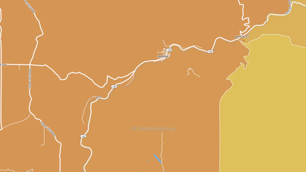 Klickitat, WA Map of Burglary Rates