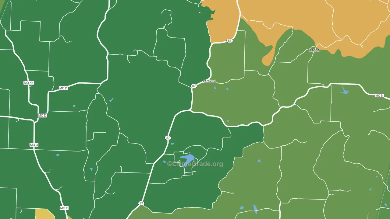 Kliever, MO Map of Burglary Rates