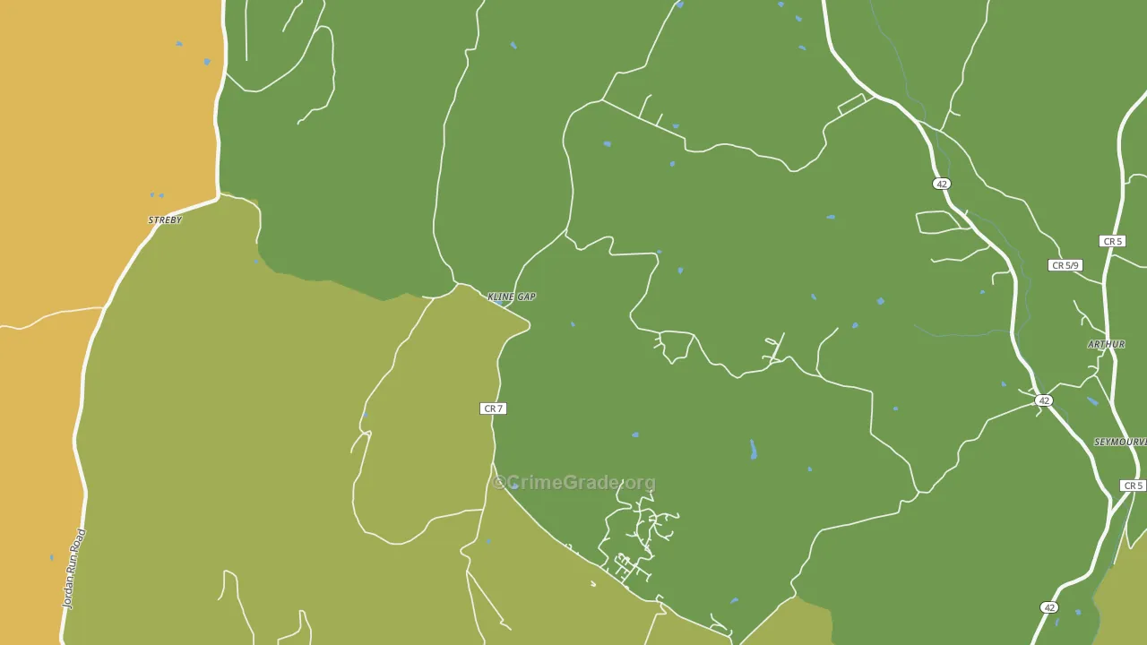 Kline Gap, WV Map of Burglary Rates