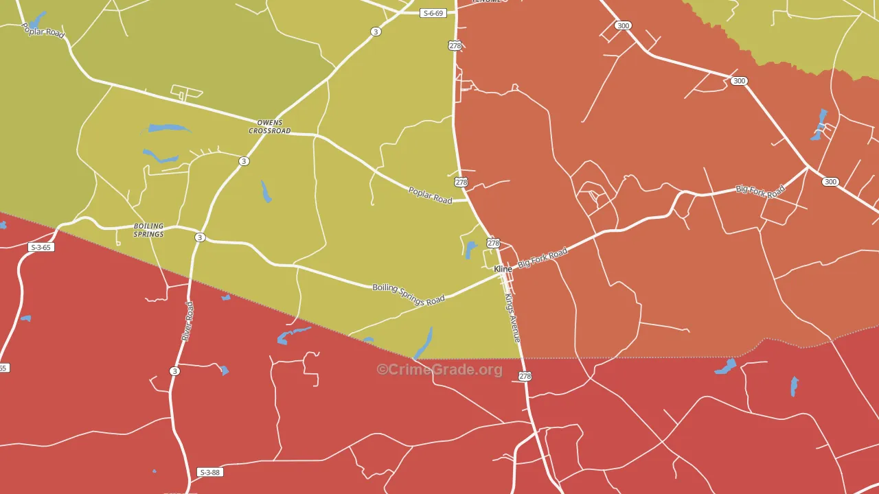 Kline, SC Map of Burglary Rates