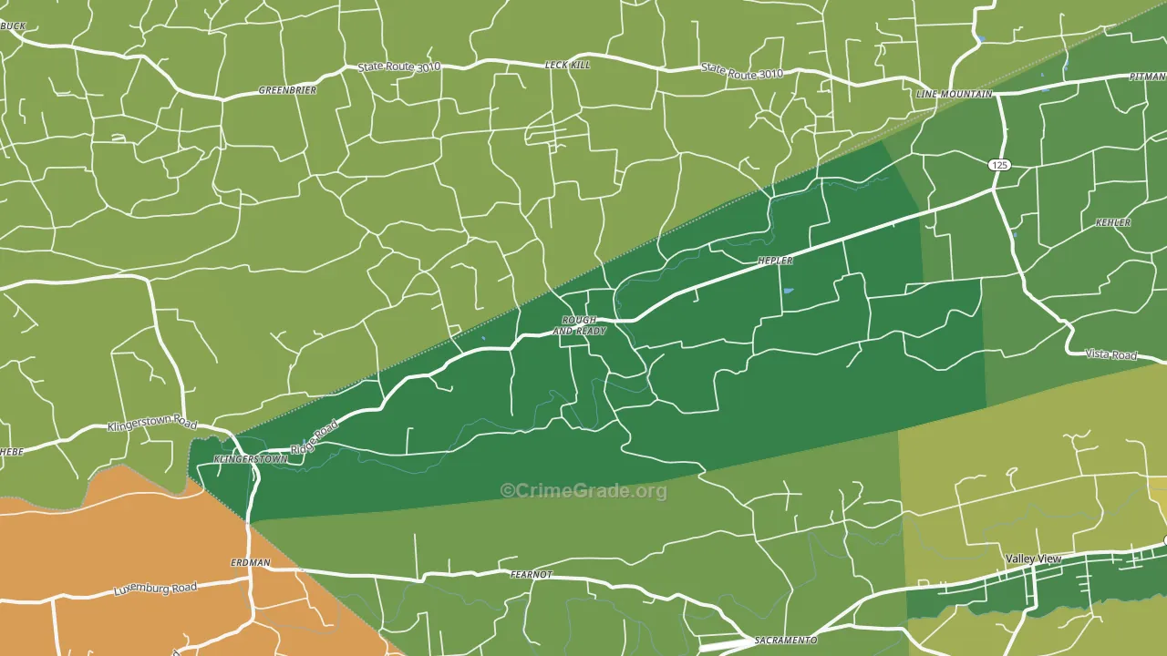 Klingerstown, PA Map of Burglary Rates