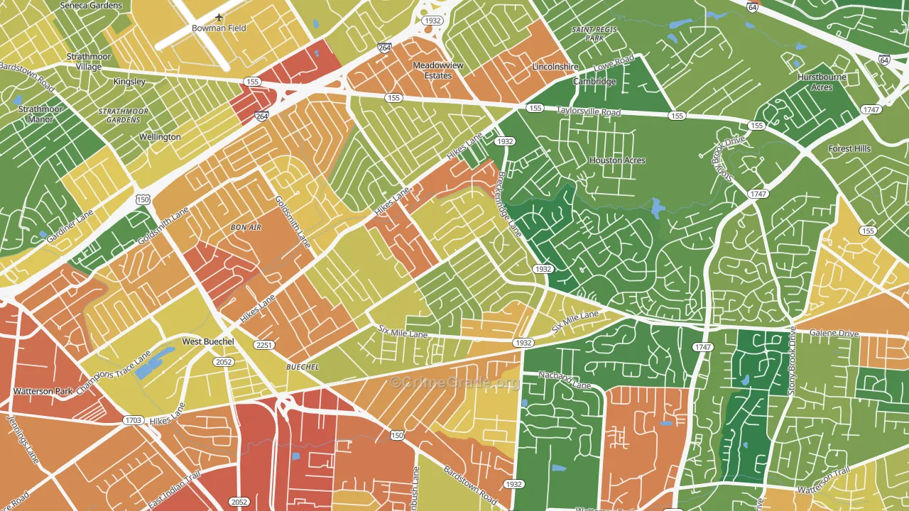 Klondike, Louisville, KY Map of Burglary Rates