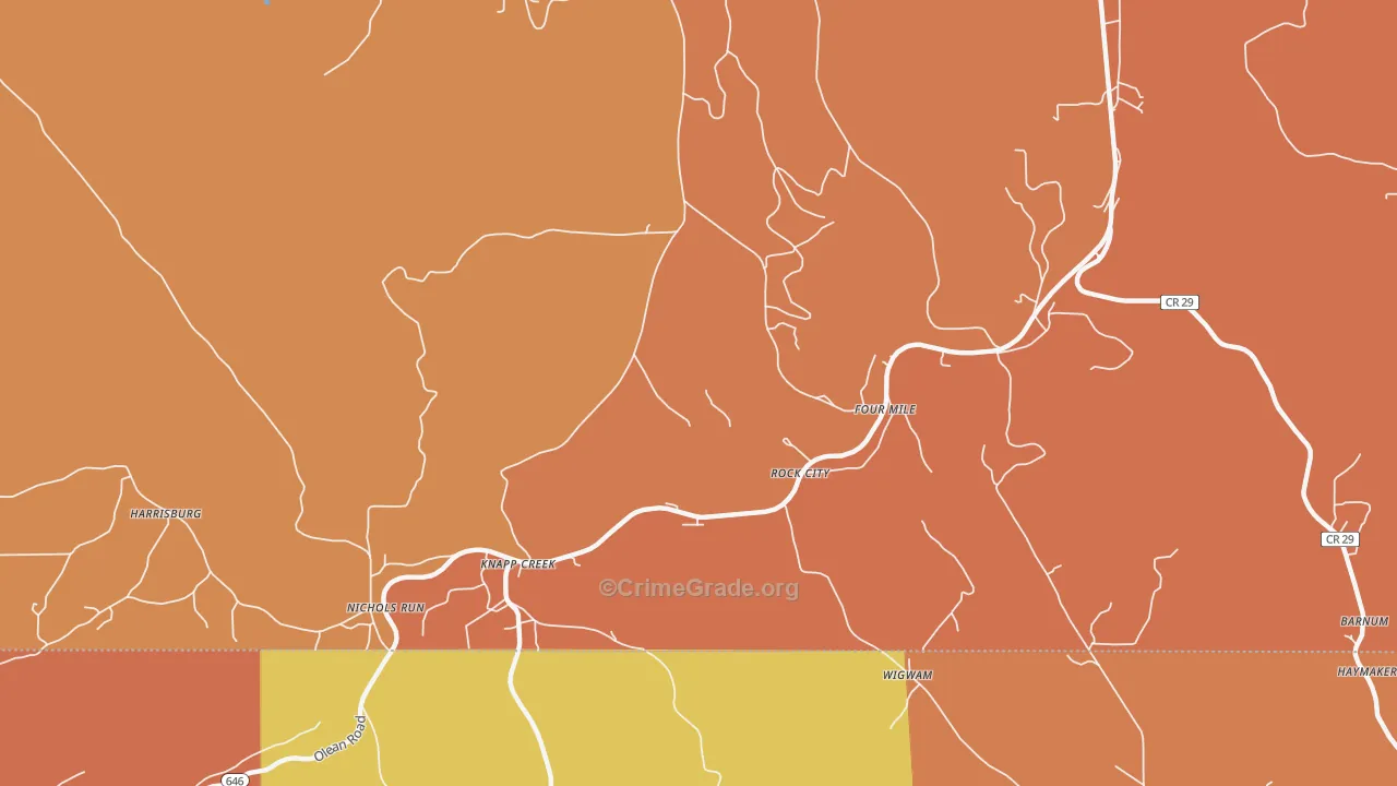 Knapp Creek, NY Map of Burglary Rates