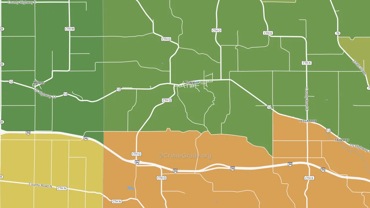 Knapp, WI Map of Burglary Rates