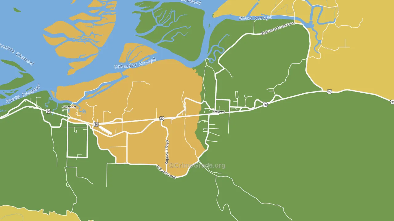Knappa, OR Map of Burglary Rates