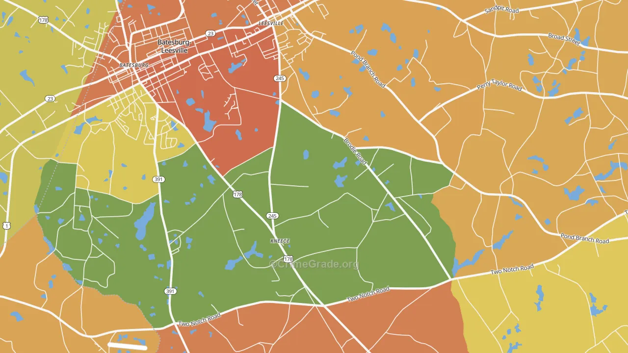 Kneece, SC Map of Burglary Rates