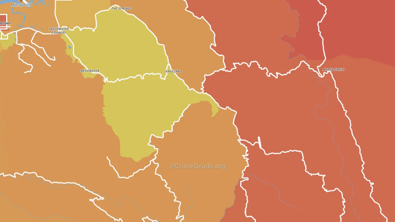 Kneeland, CA Map of Burglary Rates