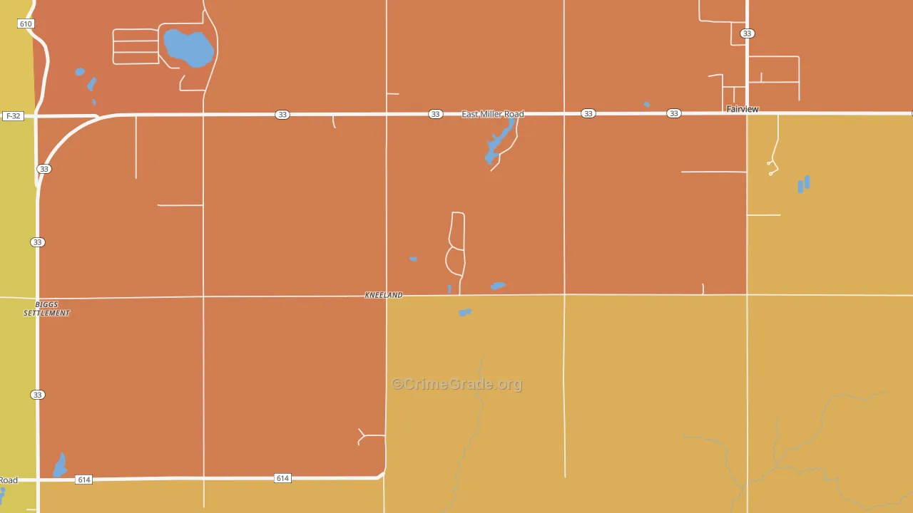 Kneeland, MI Map of Burglary Rates