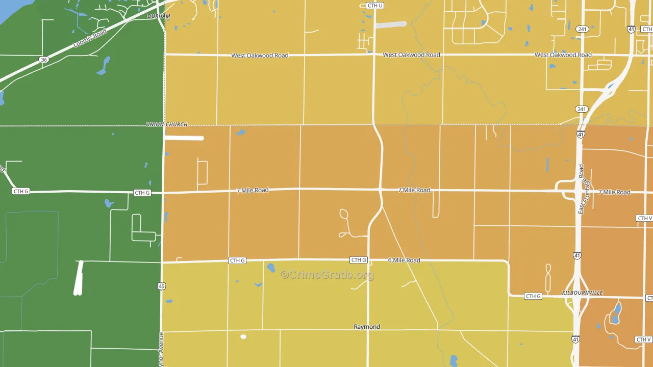 Kneeland, WI Map of Burglary Rates