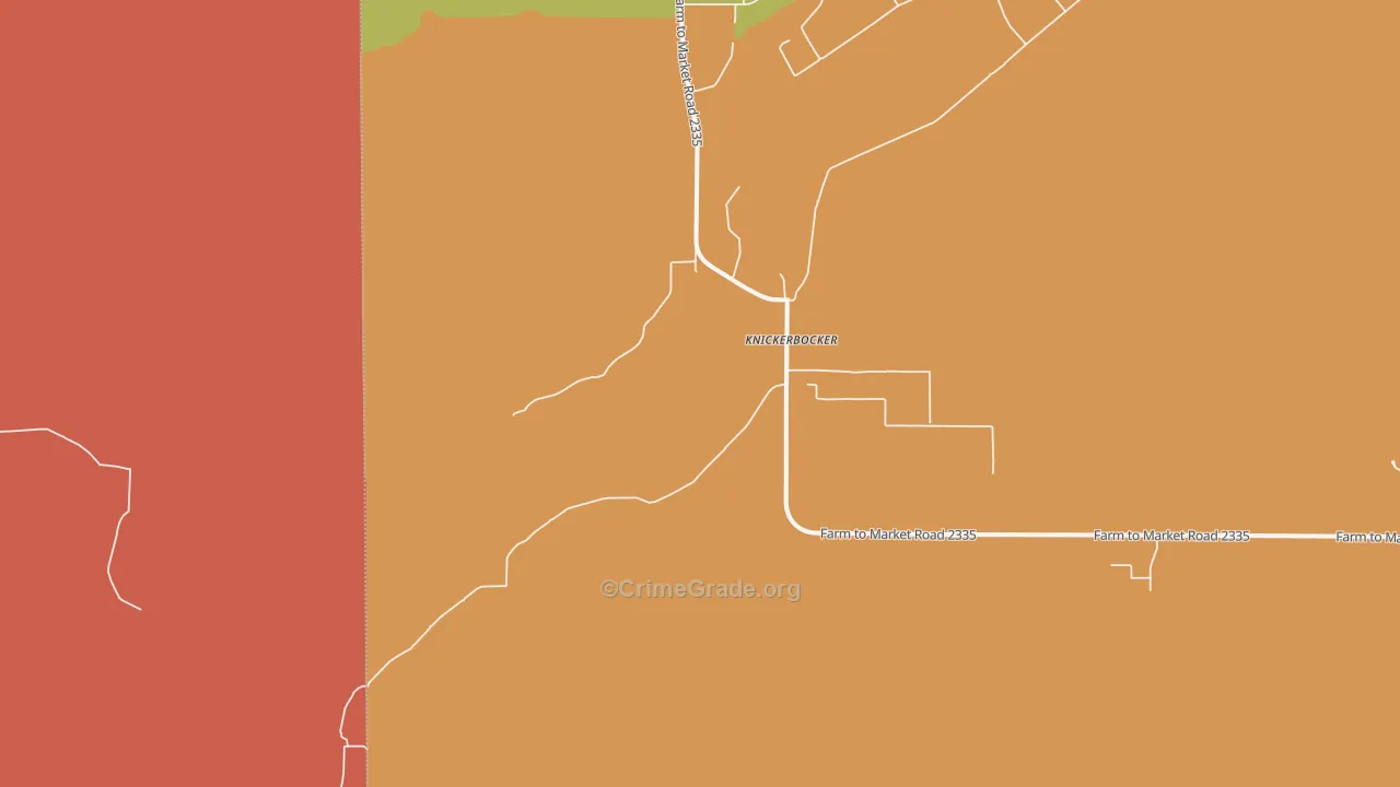 Knickerbocker, TX Map of Burglary Rates