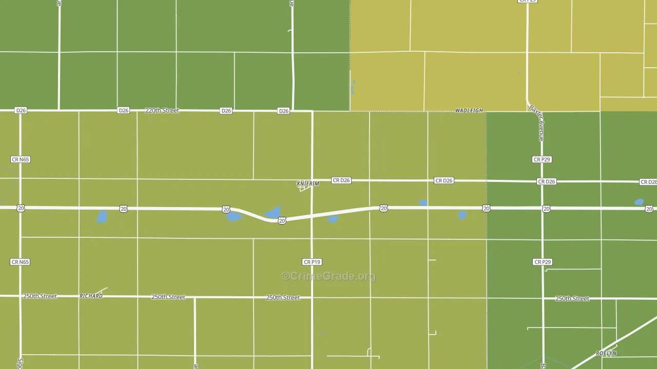 Knierim, IA Map of Burglary Rates