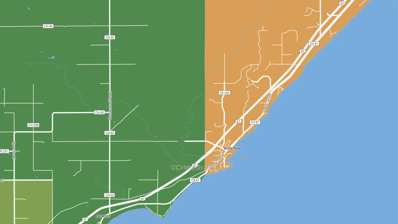 Knife River, MN Map of Burglary Rates