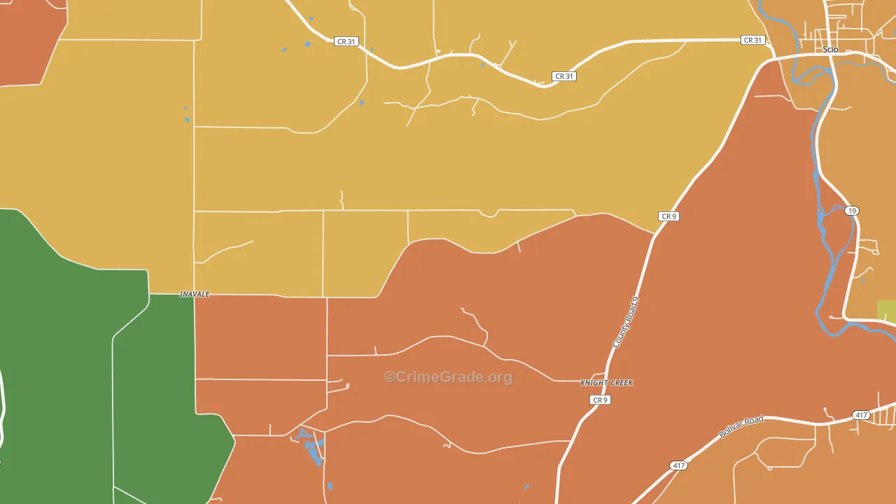 Knight Creek, NY Map of Burglary Rates