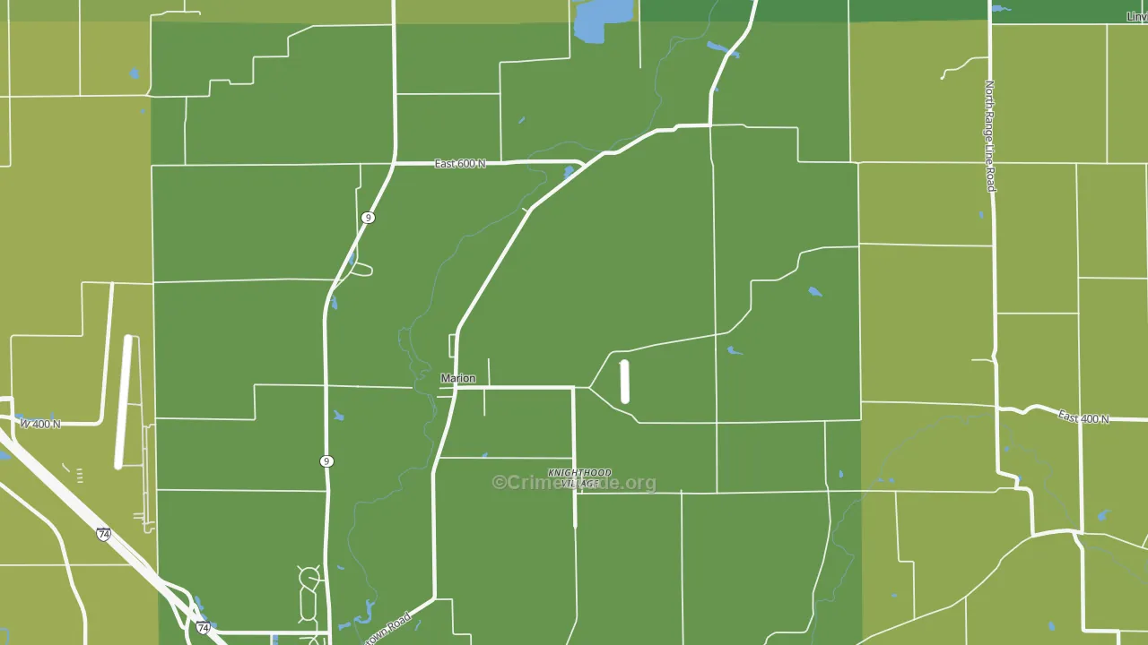 Knighthood Village, IN Map of Burglary Rates