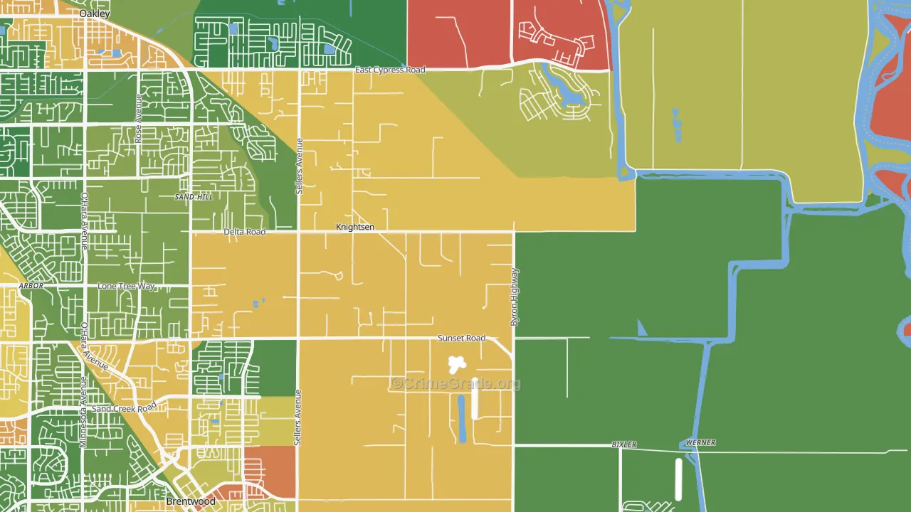 Knightsen, CA Map of Burglary Rates