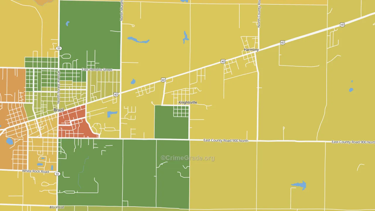 Knightsville, IN Map of Burglary Rates