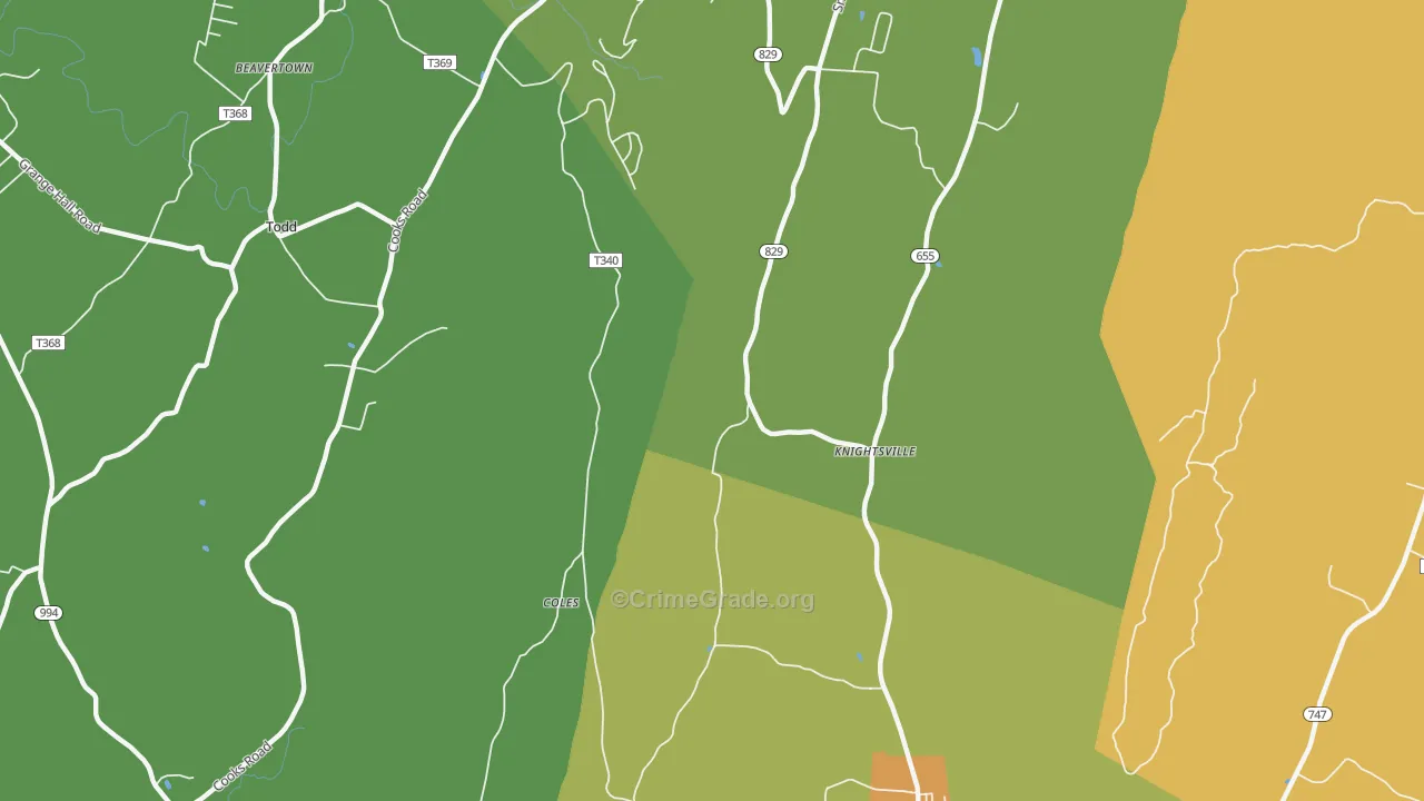 Knightsville, PA Map of Burglary Rates