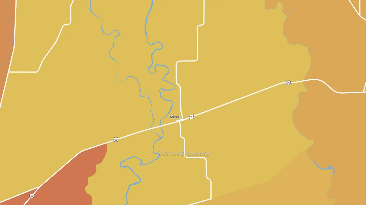 Knippa, TX Map of Burglary Rates
