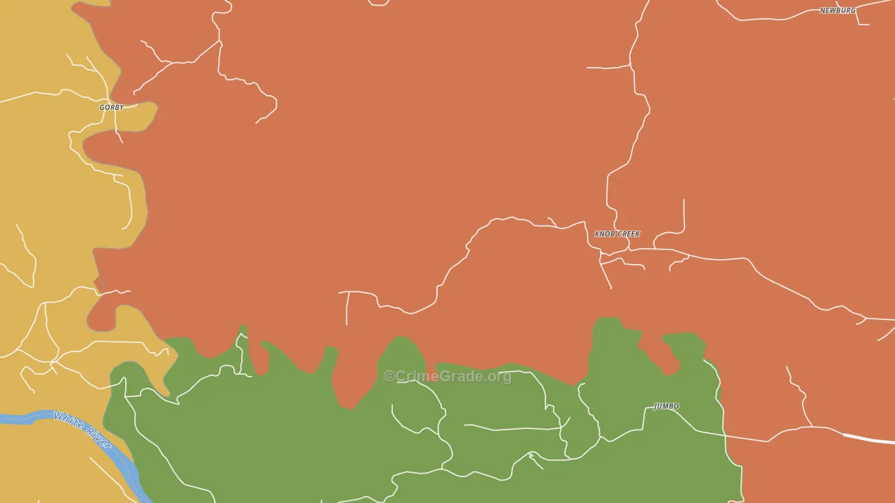 Knob Creek, AR Map of Burglary Rates