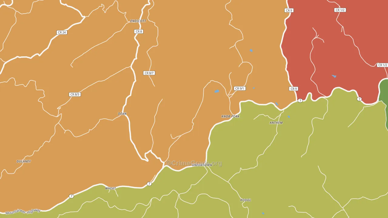 Knob Fork, WV Map of Burglary Rates