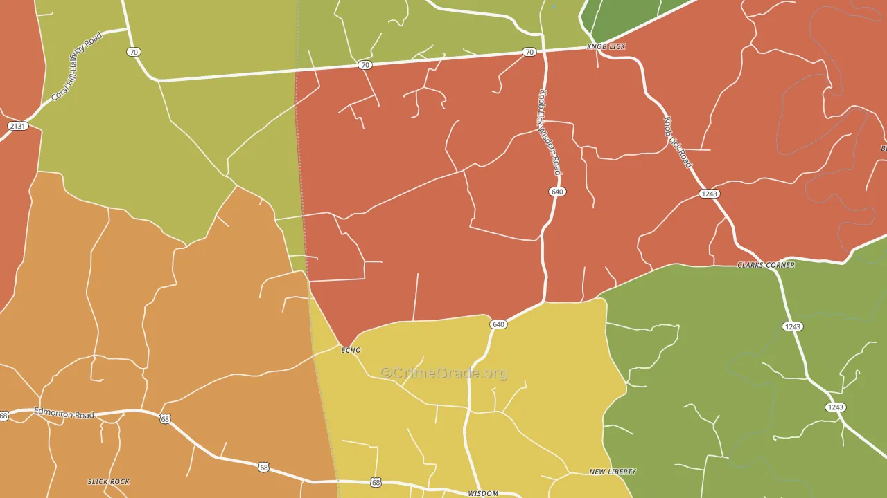 Knob Lick, KY Map of Burglary Rates