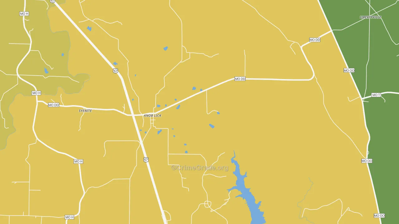 Knob Lick, MO Map of Burglary Rates