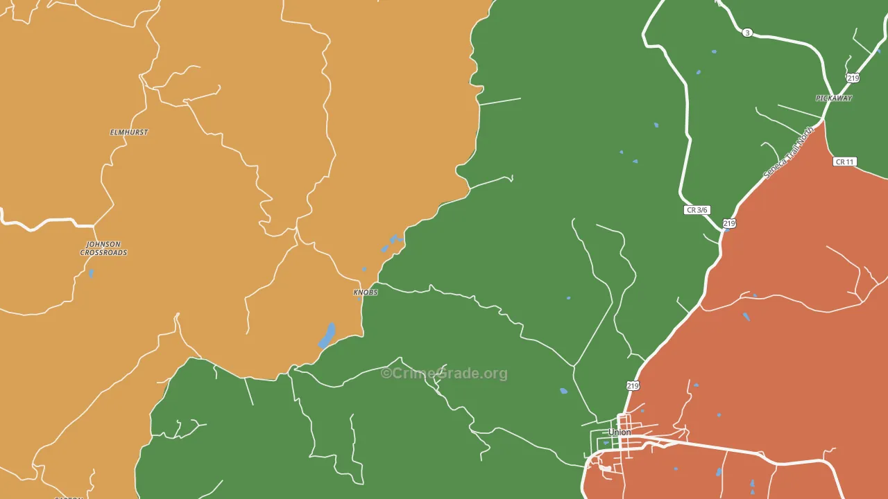 Knobs, WV Map of Burglary Rates