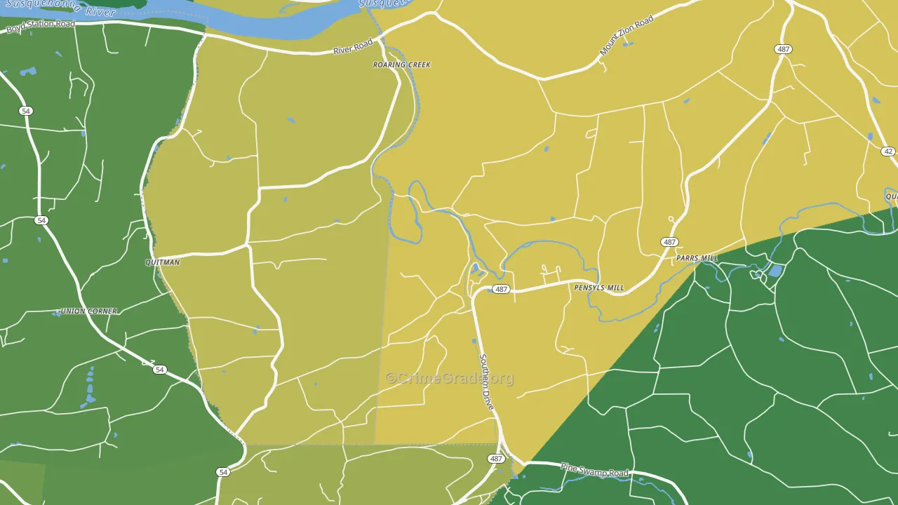 Knoebels Grove, PA Map of Burglary Rates