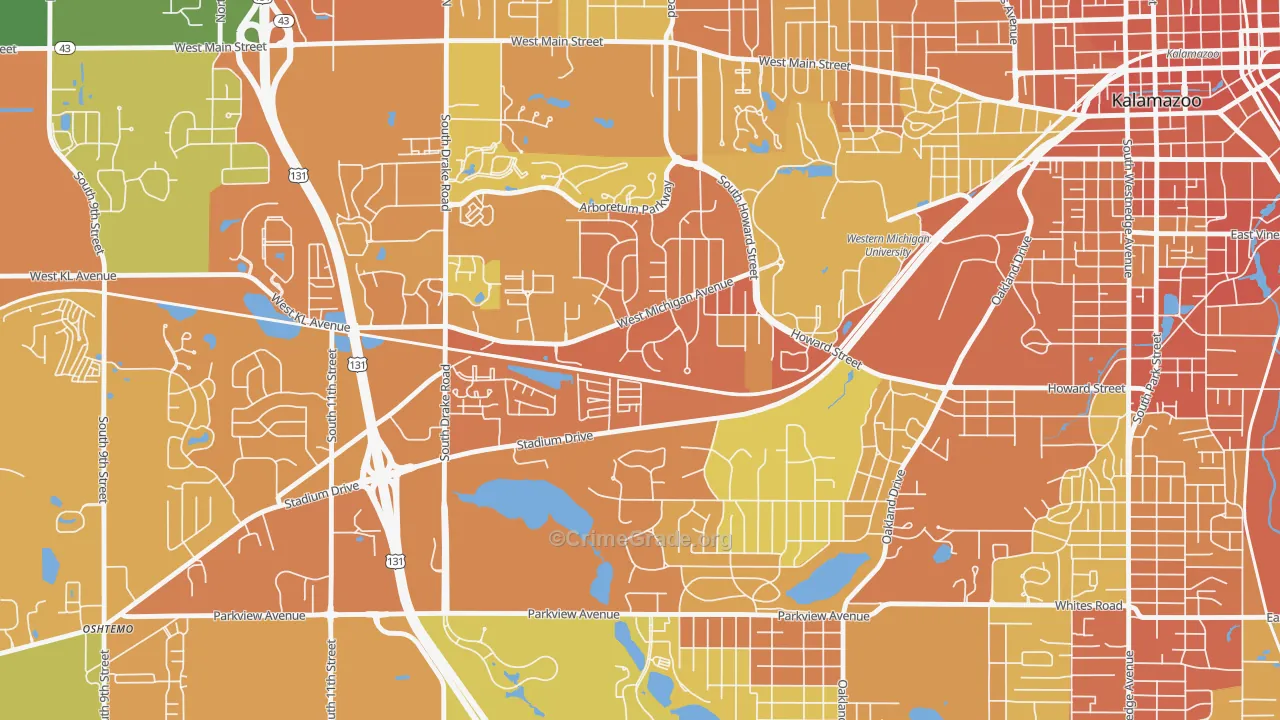 Knollwood, Kalamazoo, MI Map of Burglary Rates