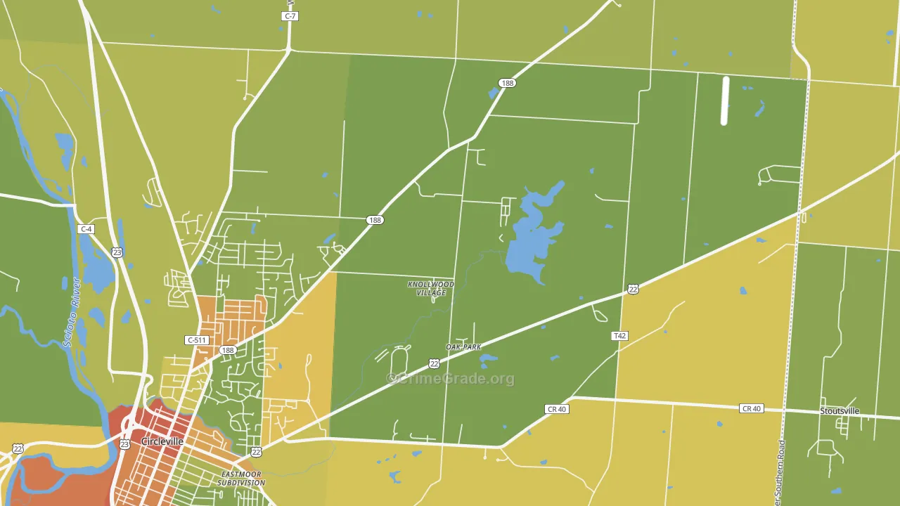 Knollwood Village, OH Map of Burglary Rates
