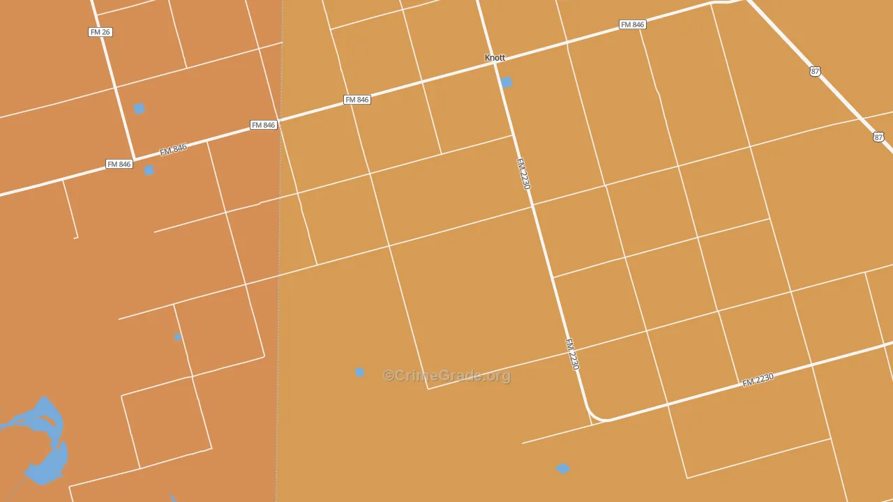 Knott, TX Map of Burglary Rates