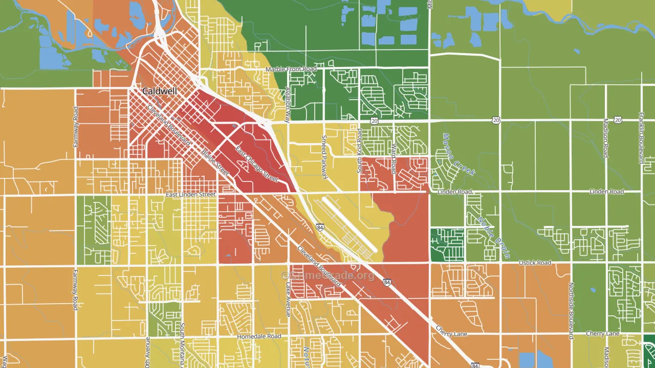 Knowlton Heights, ID Map of Burglary Rates