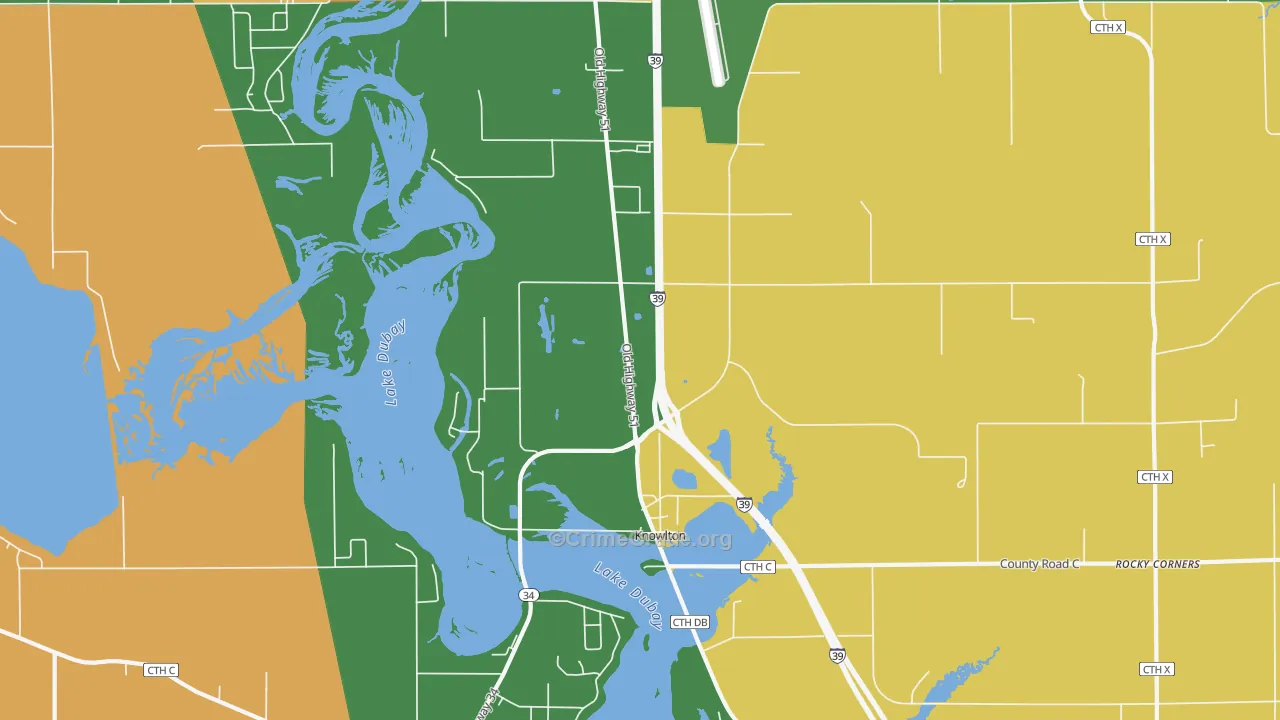 Knowlton, WI Map of Burglary Rates