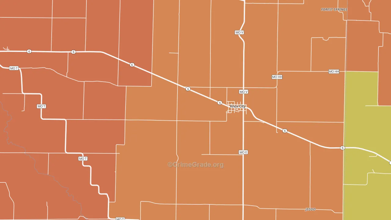 Knox City, MO Map of Burglary Rates
