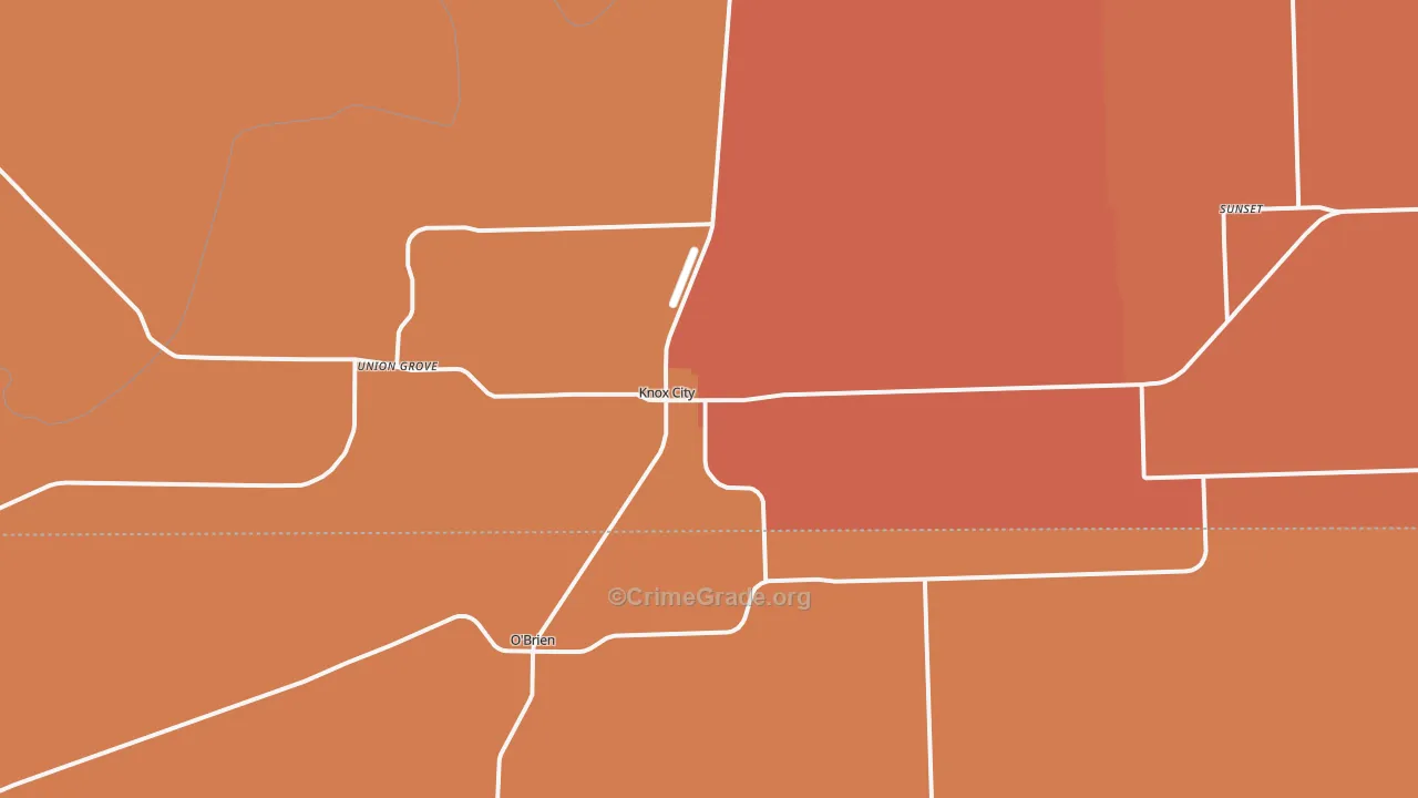 Knox City, TX Map of Burglary Rates