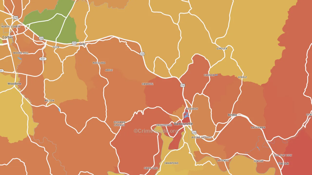 Knox County, KY Map of Burglary Rates