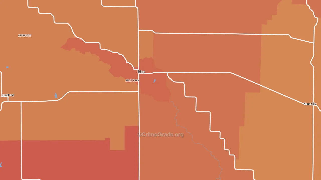 Knox County, MO Map of Burglary Rates