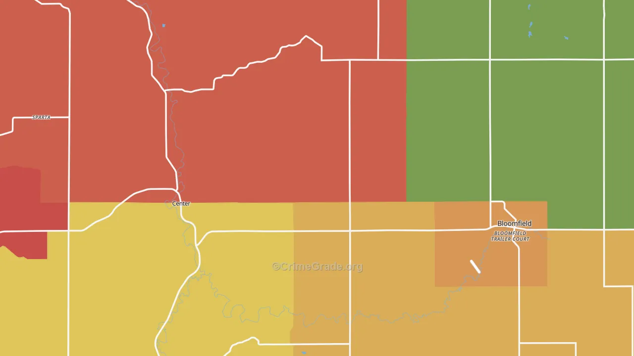 Knox County, NE Map of Burglary Rates