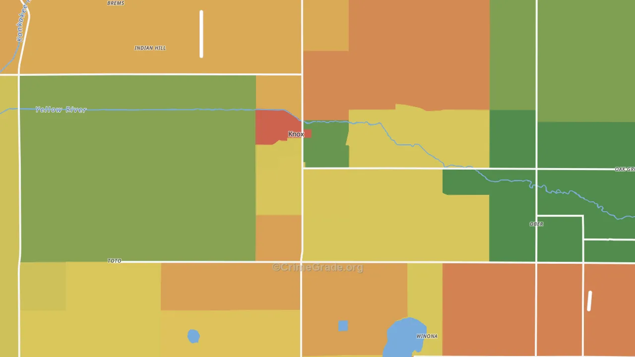 Knox, IN Map of Burglary Rates