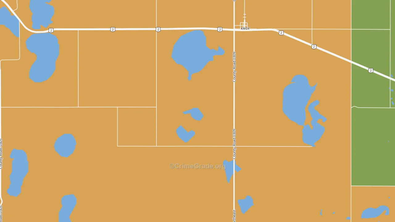 Knox, ND Map of Burglary Rates